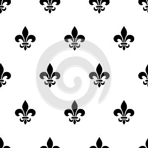 Fleur-de-lis black and white seamless pattern. Vector illustration.