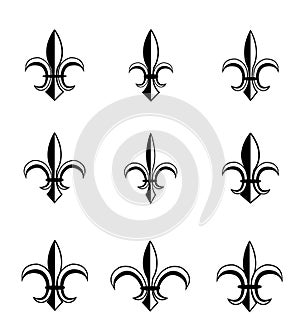 Fleur De Lis Collection Black And White Vector Illustration