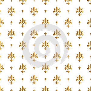 Fleur de lis pattern, silhouette - heraldic symbol. Vector Illustration. Medieval sign. Glowing french fleur de lis royal lily. El