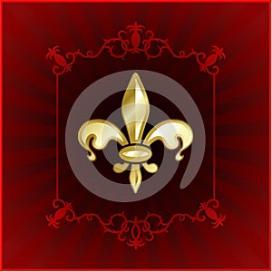 Fleur de lis on red internet background