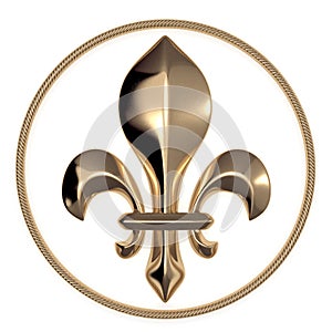Fleur de lis in rope 3d rendering