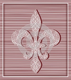 Fleur de lis on stripey background with minimalistic frame