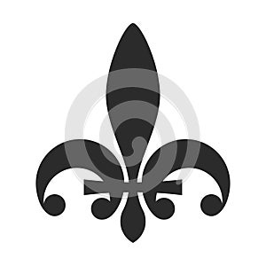 Fleur de lis symbol black icon, heraldic decoration emblem