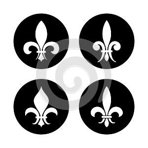 Fleur de lis vector set in black and white