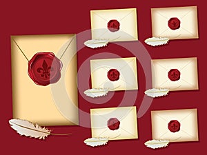 Fleur de lis wax seal envelopes