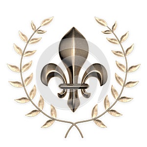 Fleur de lis with wreath 3d rendering