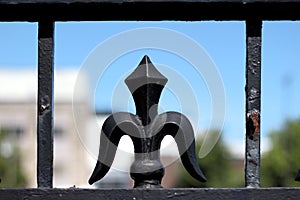 Fleur-de-lys emblem in wrought iron, Quebec, Canada