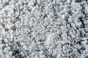 Fleur de sel, white sea salt crystals isolated