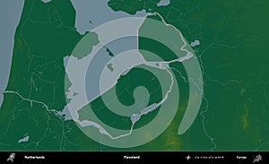 Flevoland outlined, Netherlands. Physical