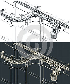 Flex link conveyor isometric blueprints