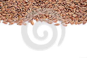 Flex seeds on white background. Healthy food concept