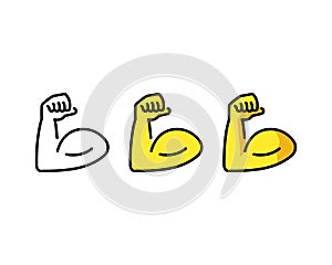 Flexed Biceps Emoji vector icons set. Muscle strength symbols isolated. Vector EPS 10