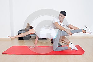 Flexibility exercise with elder woman