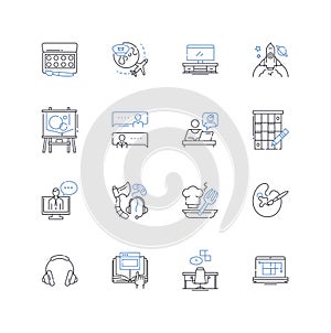 Flexibility line icons collection. Suppleness, Elasticity, Adaptability, Limberness, Malleability, Pliancy, Agility photo