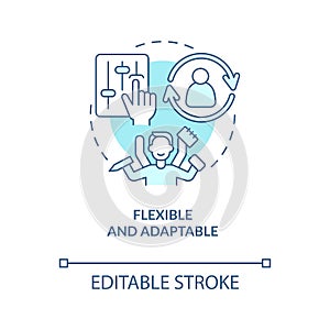 Flexible and adaptable turquoise concept icon