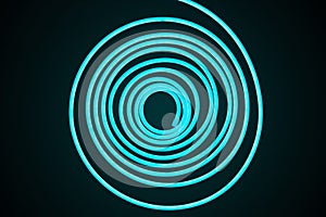 Flexible blue led tape neon flex in roll on black background