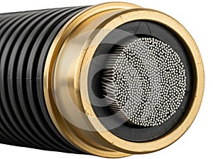 Flexible conduit with numerous micro-wires in brass fitting