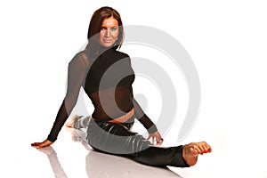 Flexible girl stretching