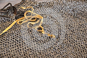 flexible leather seam, to join the chainmail of the medieval armor