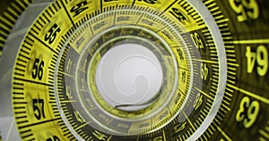 Flexible measuring tape twisted in roll to define length