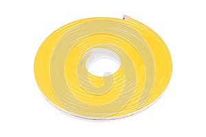 Flexible orange led tape neon flex in roll isolated on white background