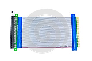 Flexible PCI-E x16 to PCI-E x16 riser card isolate on white