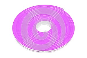 Flexible purple led tape neon flex in roll isolated on white background