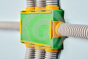 Flexible PVC conduit is connected to junction box