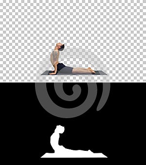 Flexible strong yoga man in Upward and Downward Facing Dog Urdhva Mukha Svanasana, Alpha Channel