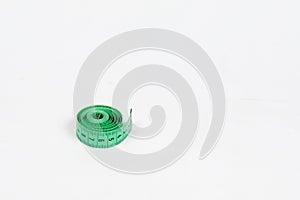 Flexible tape measure for tailor on a white background