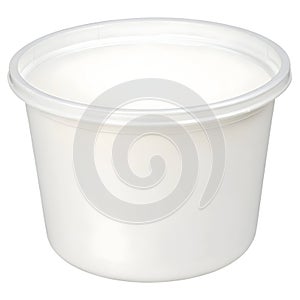 Flexible white plastic container isolated on white background