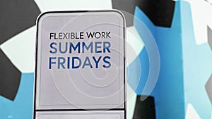 Flexible Work Summer Fridays with colorful city backdrop location