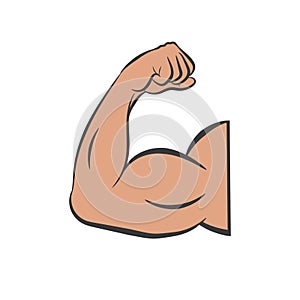Flexing bicep muscle strength or arm. Vector. photo