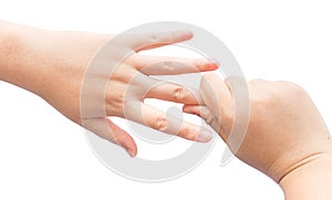 Flexing muscle on hand for heal office syndrom on isolated background