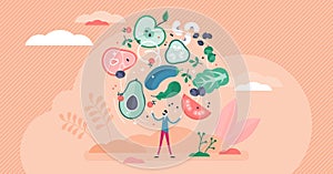 Flexitarian food culture movement, flat tiny person vector illustration