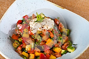 Flexitarian salad. A semi-vegetarian diet, also called a flexitarian diet