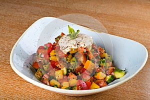 Flexitarian salad. A semi-vegetarian diet, also called a flexitarian diet