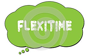 FLEXITIME text written on a green thought bubble