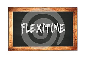 FLEXITIME text written on wooden frame school blackboard