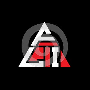 FLI triangle letter logo design with triangle shape. FLI triangle logo design monogram. FLI triangle vector logo template with red