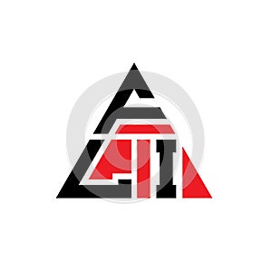 FLI triangle letter logo design with triangle shape. FLI triangle logo design monogram. FLI triangle vector logo template with red