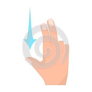 Flick down with two fingers touch screen gesture vector