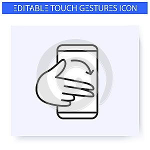 Flick finger hand gesture line icon