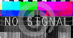 Flicker Glitch transmission, distorted color bars pattern No signal