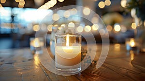 The flickering candles added a touch of romanticism to the otherwise modern and minimalist setting. 2d flat cartoon photo