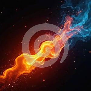 Flickering fire tongues create dynamic patterns on black , heat, macro