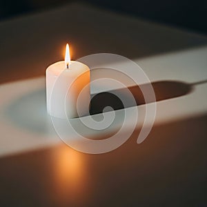 Flickering gently and the candle s wax surface is smooth and