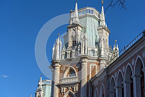 Fliegel towers of the Tsaritsyno Palace built in the end of XVIII century photo