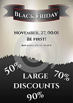 Flier for day of Black Friday. Great sale, large discounts