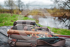 Flies for salmon fishing. Fly fishing gear